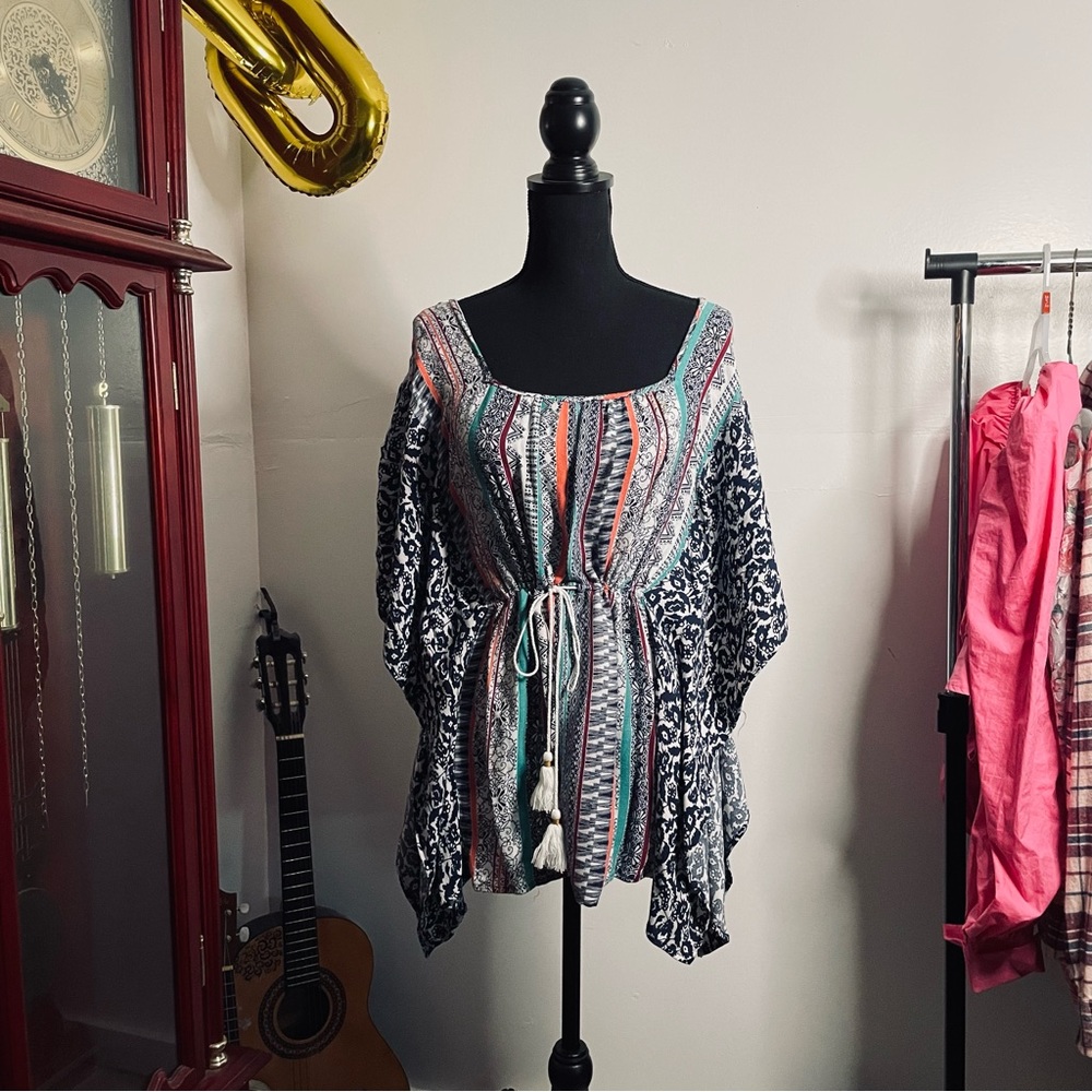 Ella Moss Bohemian Flutter Sleeve Tunic Blouse